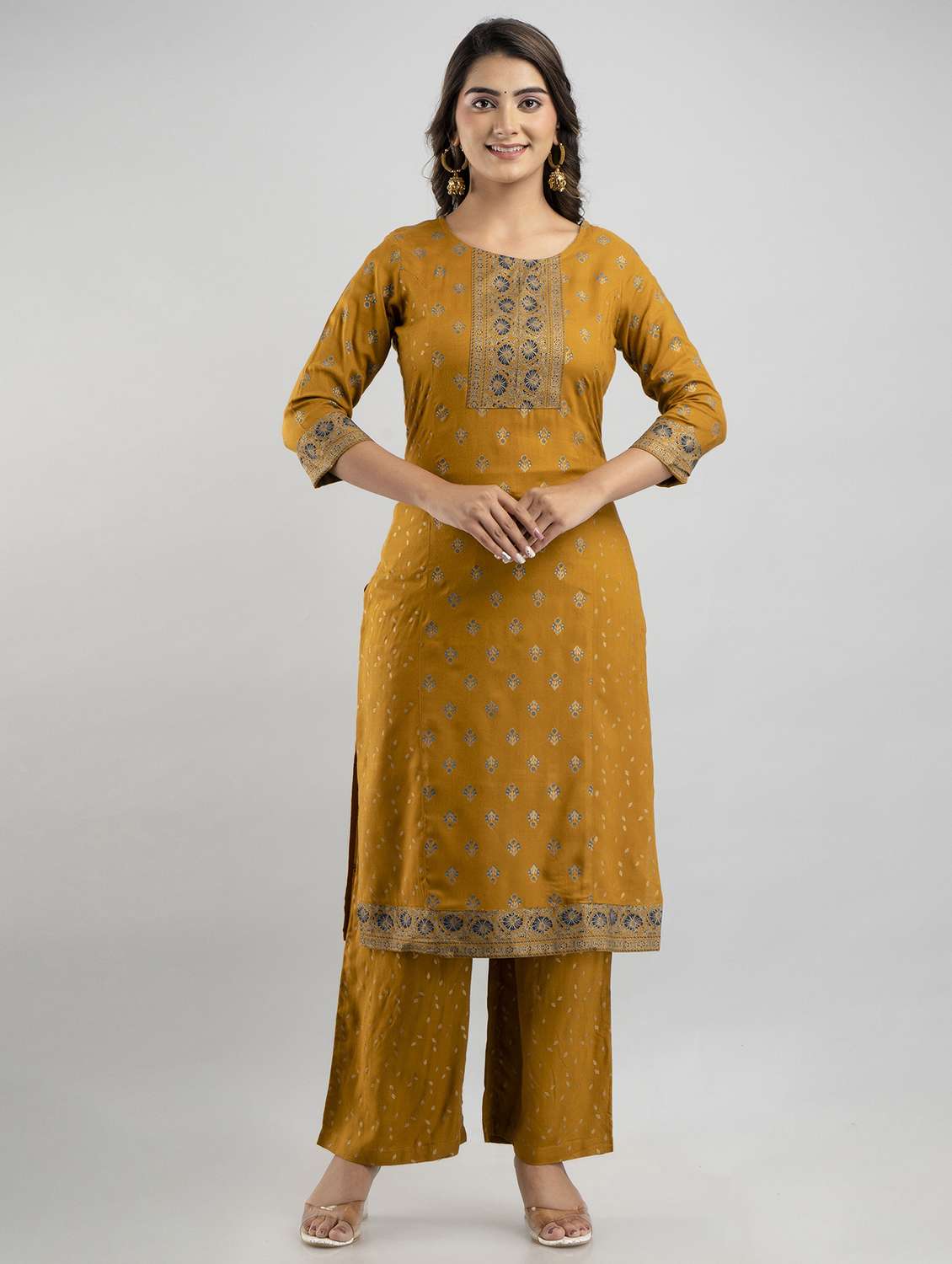 women printed kurta palazzo set