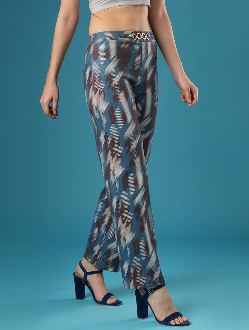 globus women blue canvas hazzy printed mid rise stretchable straight fit treggings - 21393573 -  Standard Image - 2