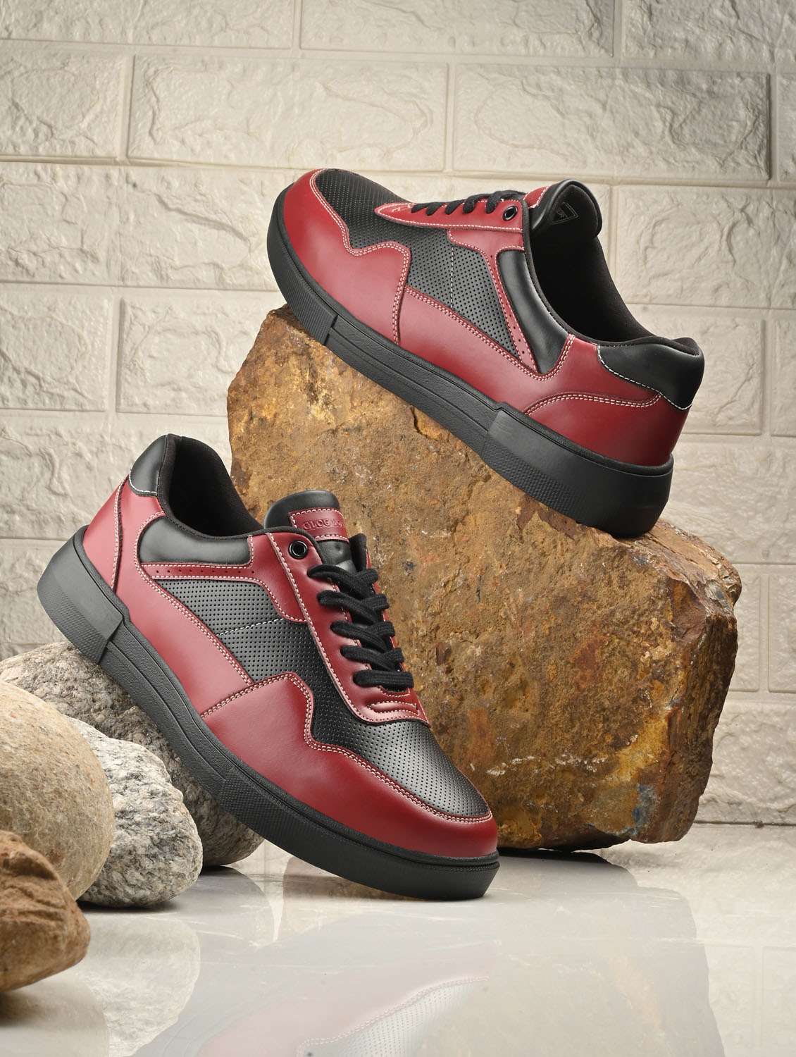 men color block lace up sneakers