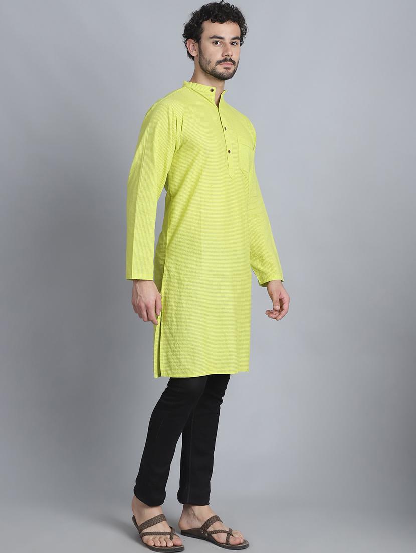 men mandarin neck striped long kurta - 21393731 - Standard Image - 2
