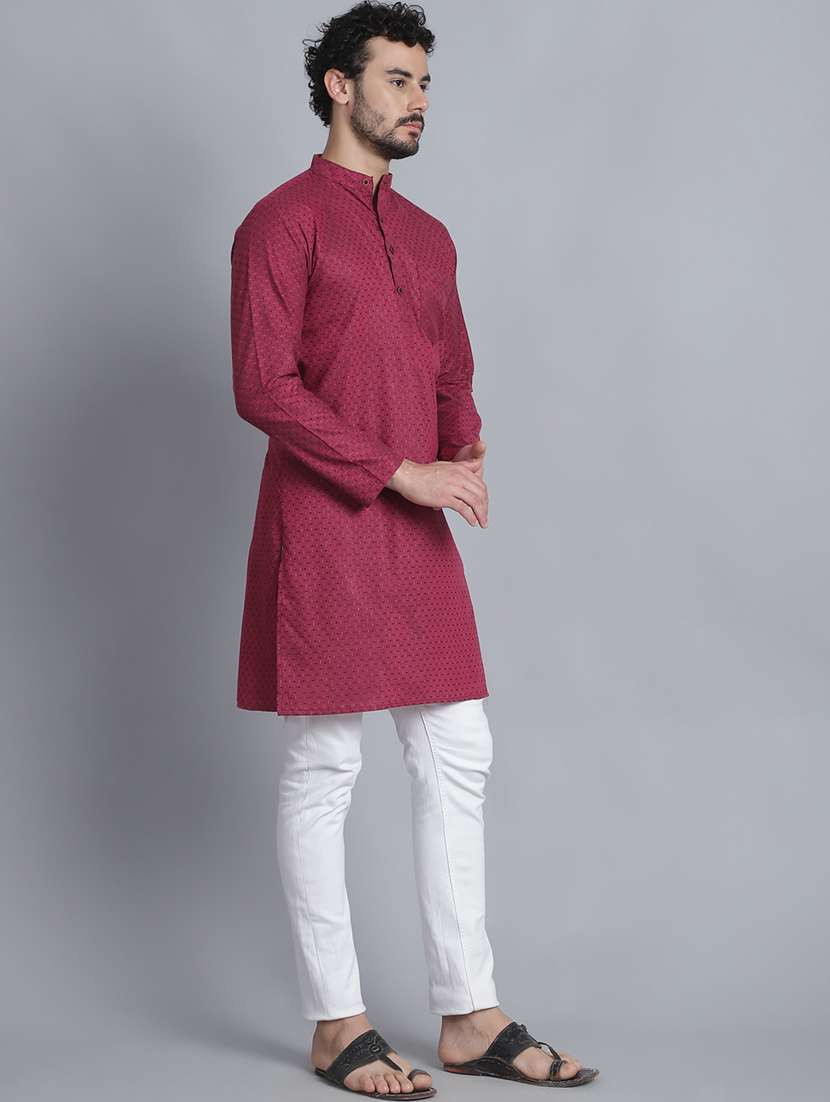 men self design mandarin neck long kurta - 21393741 -  Standard Image - 2