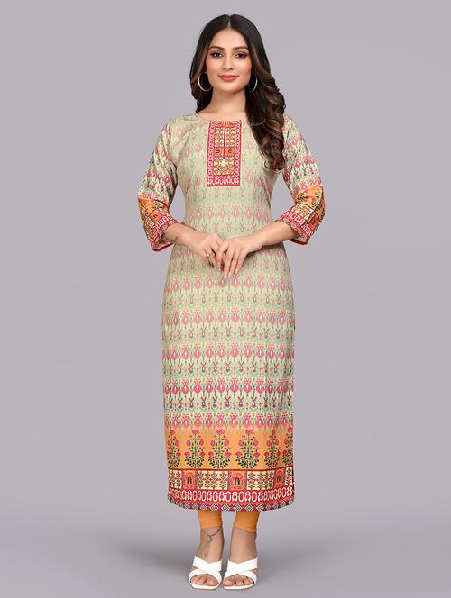 women three quarter sleeve straight kurta - 21393751 -  Standard Image - 0