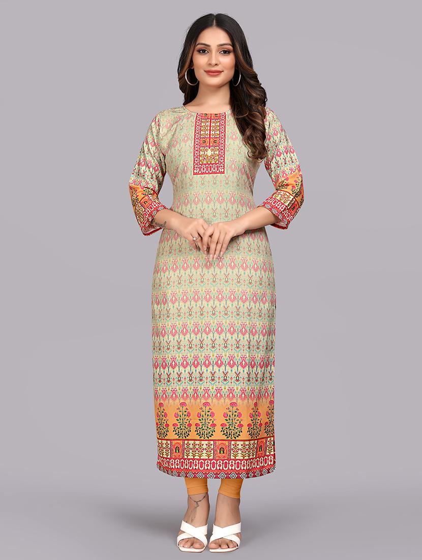 women three quarter sleeve straight kurta - 21393751 -  Zoom Image - 0