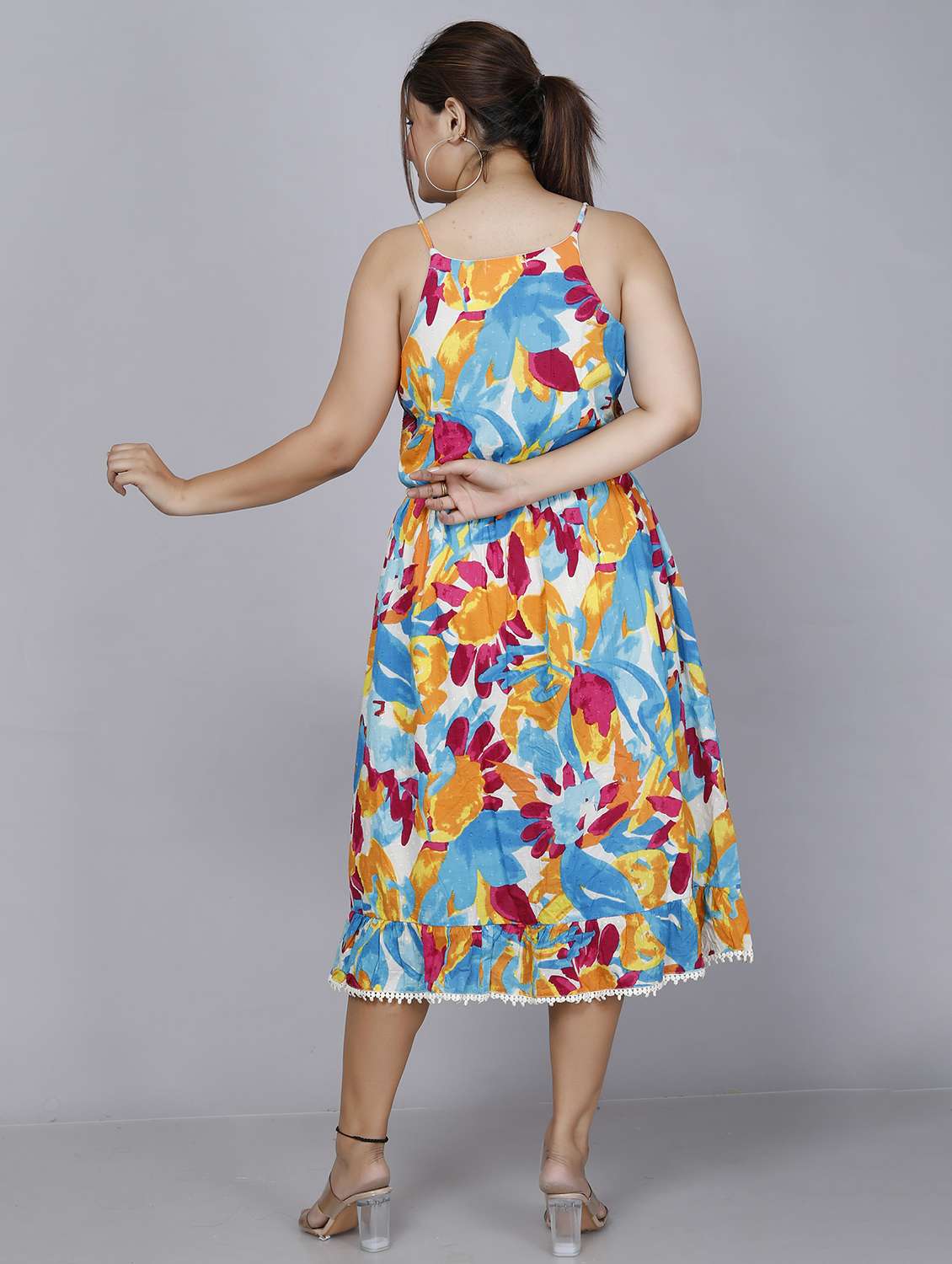 women off white cotton a-line dress - 21393771 - Standard Image - 2