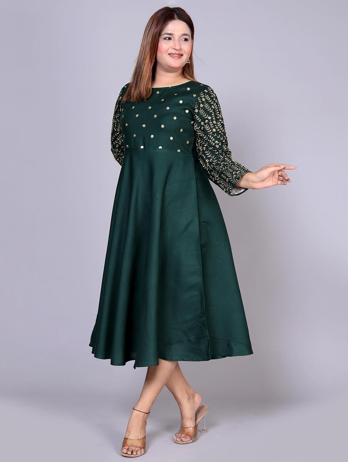 women bottle green a-line ethnic dress - 21393781 - Standard Image - 2