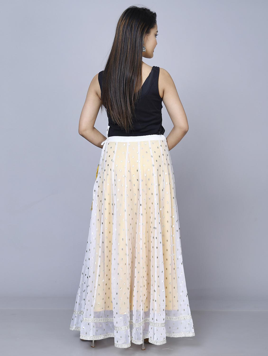 women yellow viscose flared skirt - 21393848 - Standard Image - 2