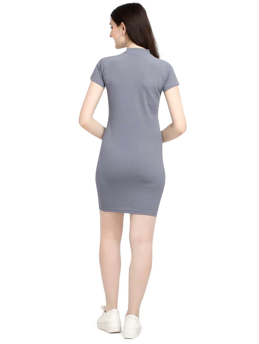 women solid mock neck bodycon dress - 21394249 - Standard Image - 2