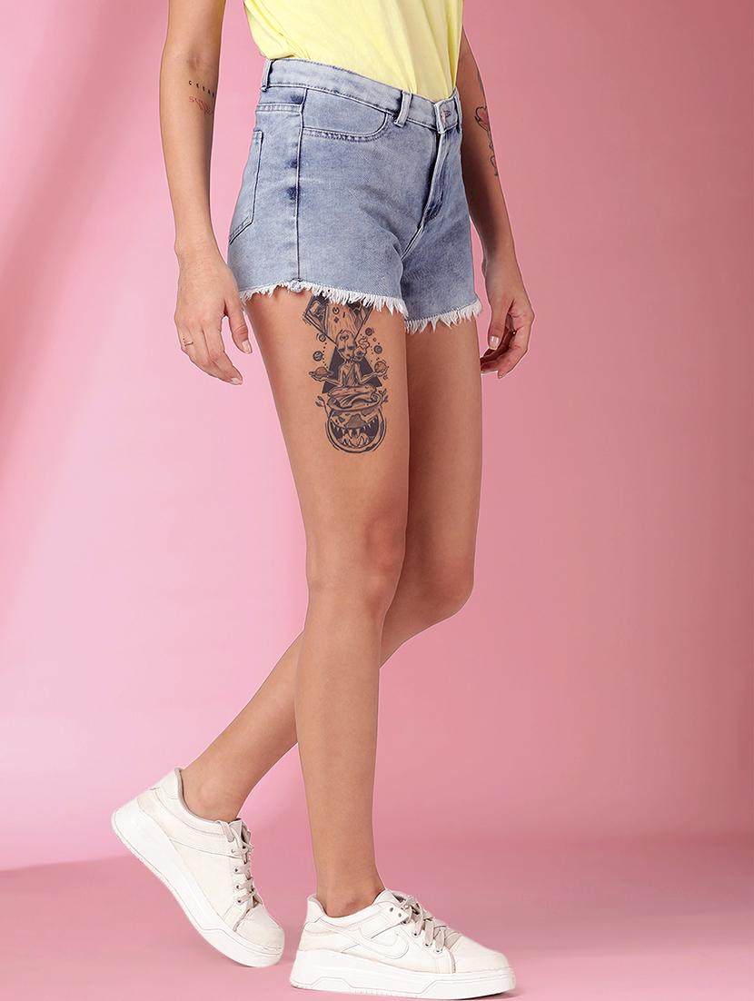 women light blue denim shorts - 21394420 - Standard Image - 2
