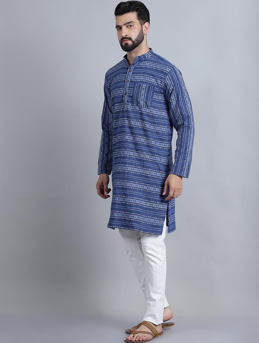 men mandarin neck printed long kurta - 21395183 - Standard Image - 2