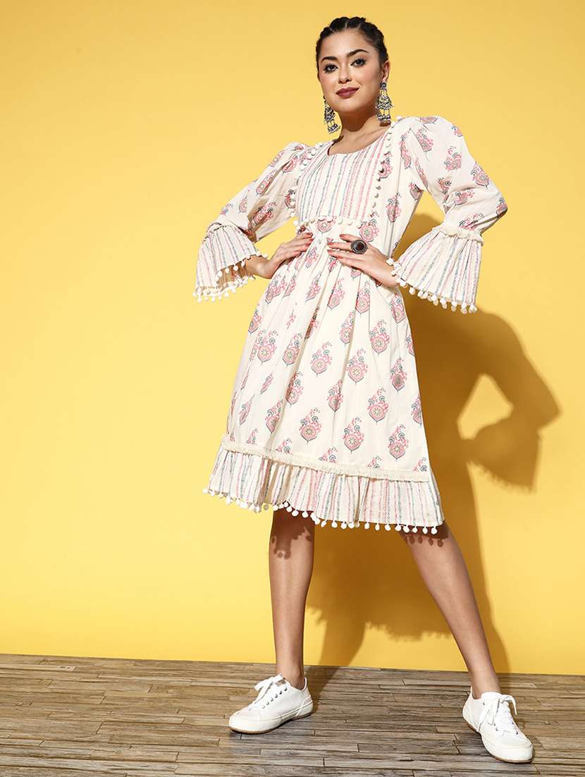 women white cotton a-line dress - 21395247 - Standard Image - 2