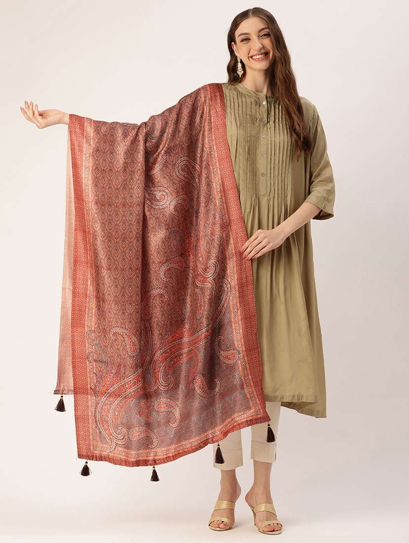 sangam prints multi color cotton printed traditional tassel dupatta