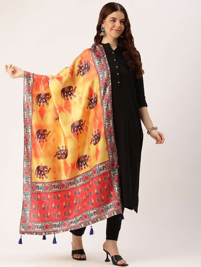 women multi color printed dupatta