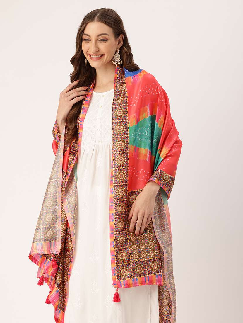 sangam prints multi color cotton printed traditional tassel dupatta - 21395431 -  Standard Image - 2