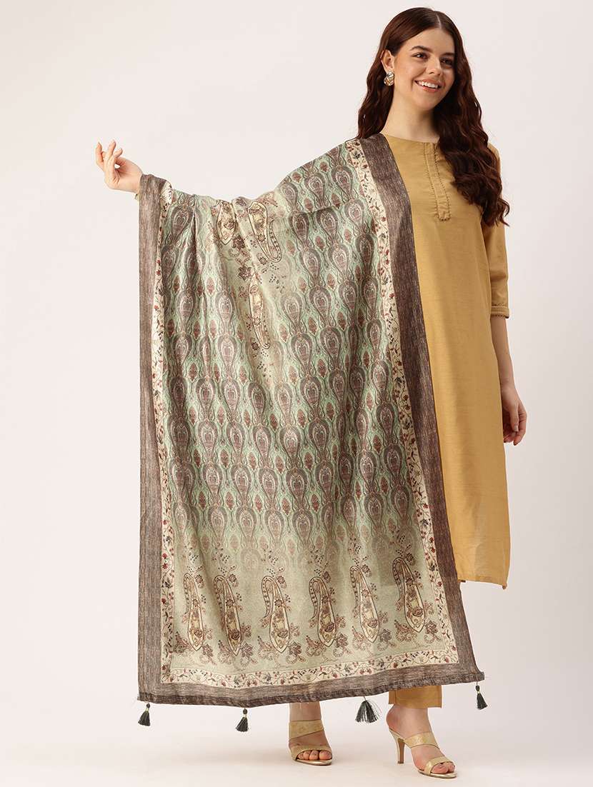 printed cotton printed traditional tassel dupatta