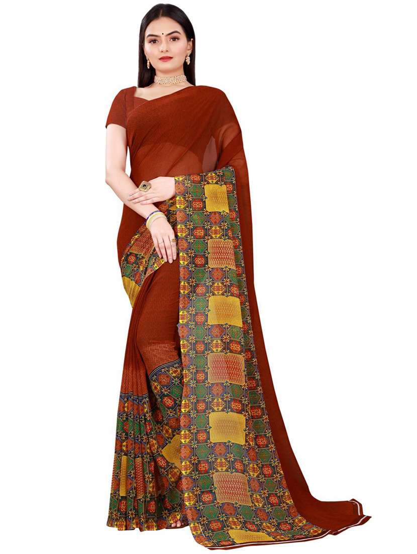 women printed casual wear saree with blouse