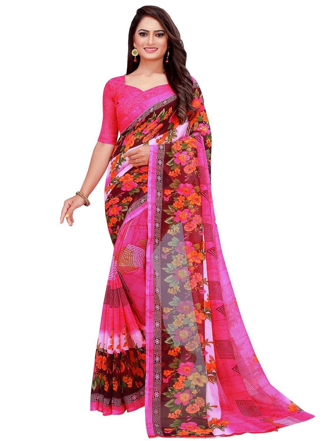 pack of 2 printed casual wear saree with blouse - 21395665 - Standard Image - 2