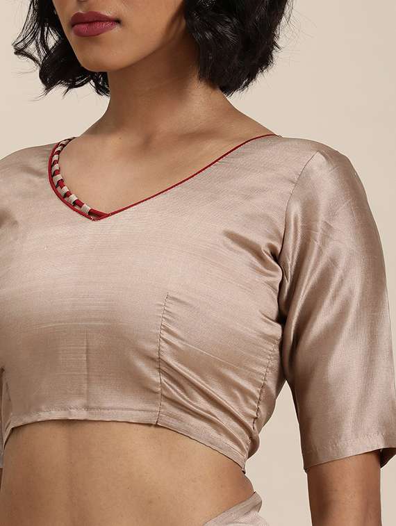 beige floral printed saree with blouse - 21395699 -  Standard Image - 2