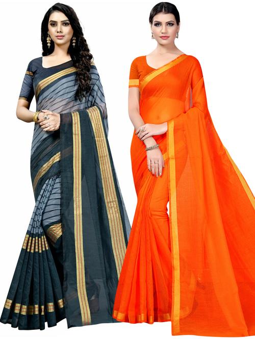 pack of 2 printed casual wear saree with blouse - 21395729 -  Standard Image - 0