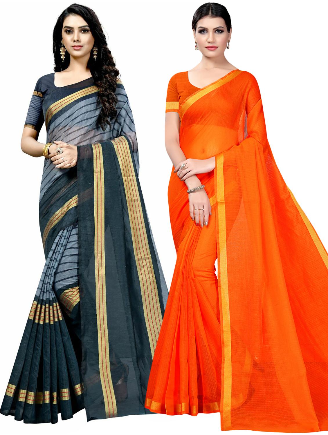 pack of 2 printed casual wear saree with blouse - 21395729 -  Zoom Image - 0