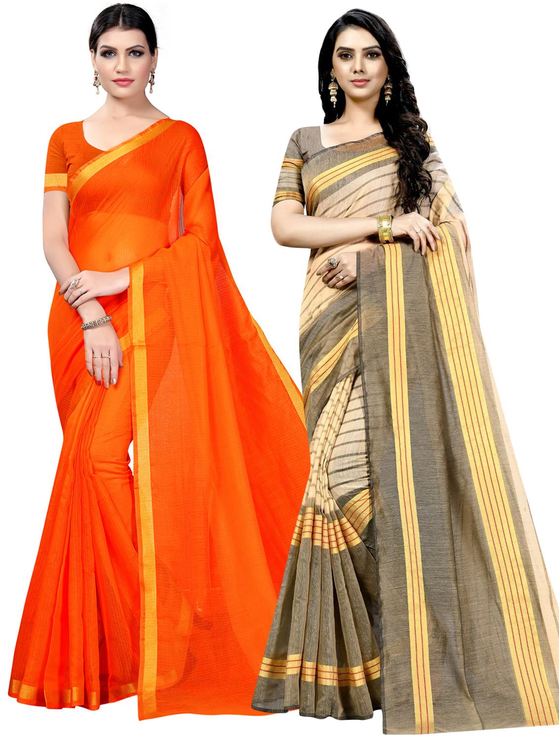 pack of 2 printed casual wear saree with blouse - 21395764 -  Zoom Image - 0
