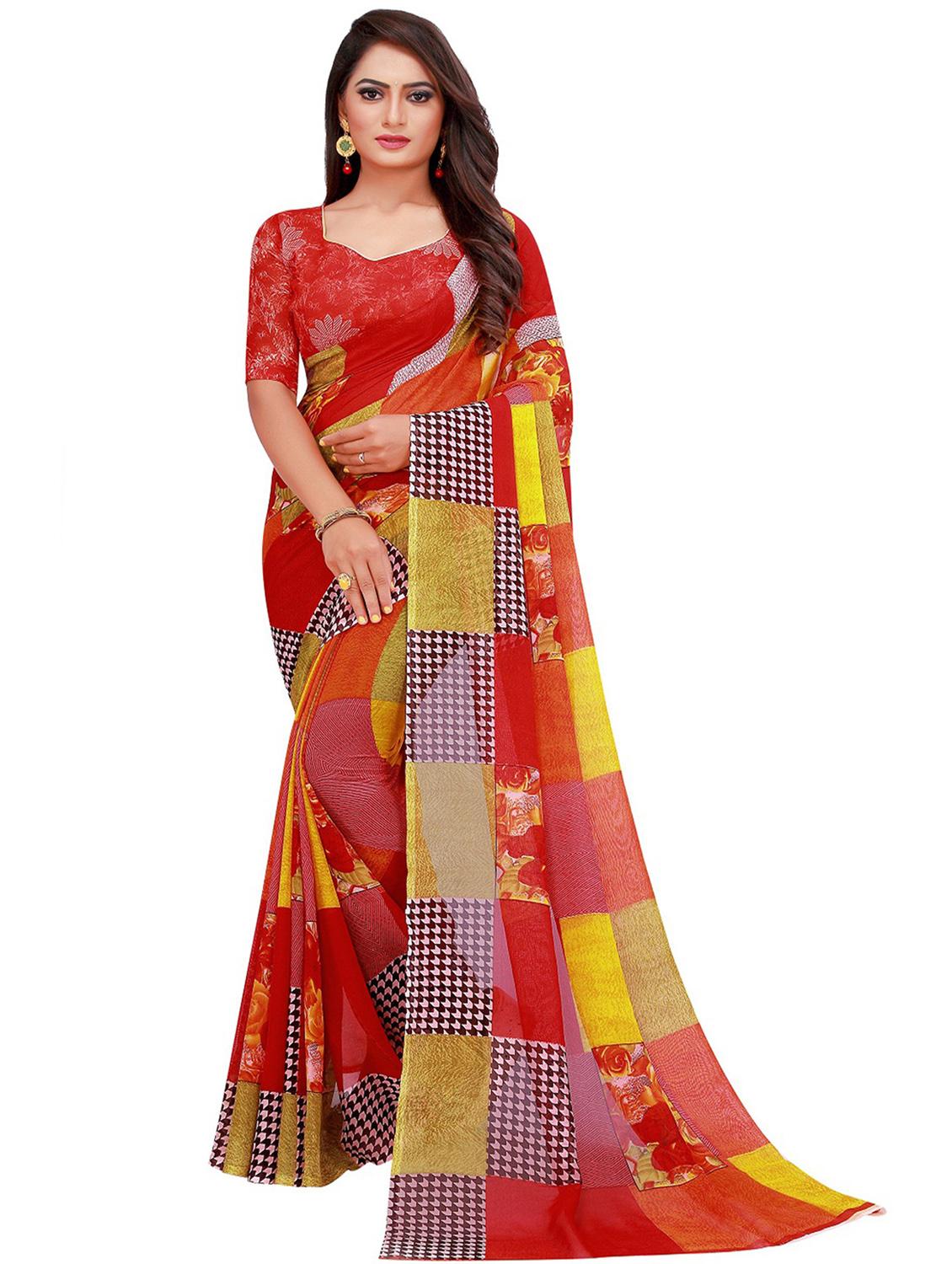 pack of 2 printed casual wear saree with blouse - 21395780 - Standard Image - 2