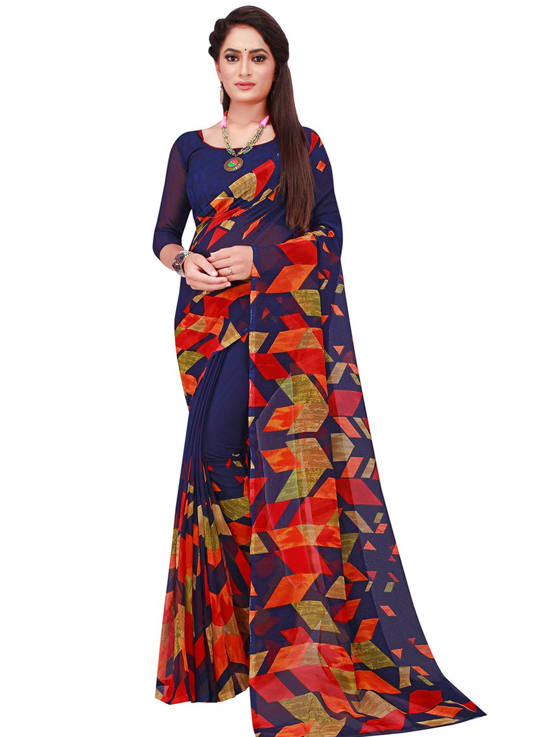 pack of 2 printed casual wear saree with blouse - 21395795 - Standard Image - 2