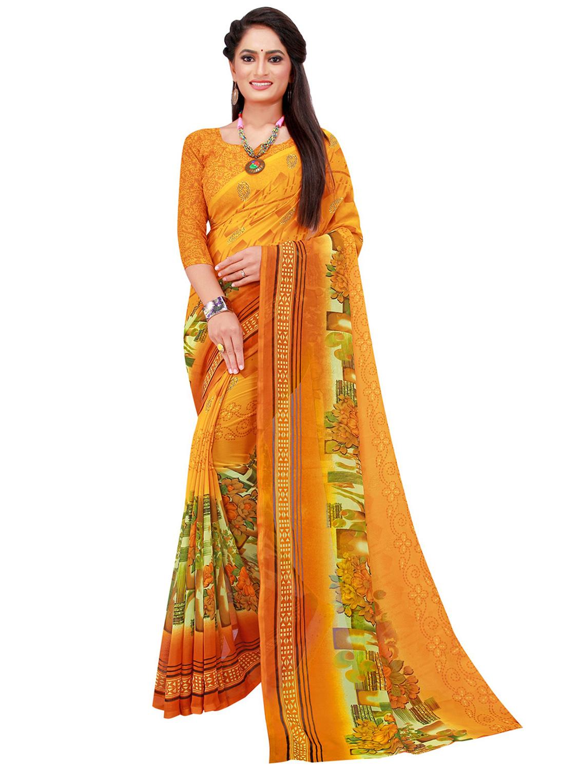 pack of 2 printed casual wear saree with blouse - 21395804 - Standard Image - 2