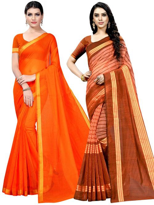 pack of 2 printed casual wear saree with blouse - 21395836 -  Standard Image - 0