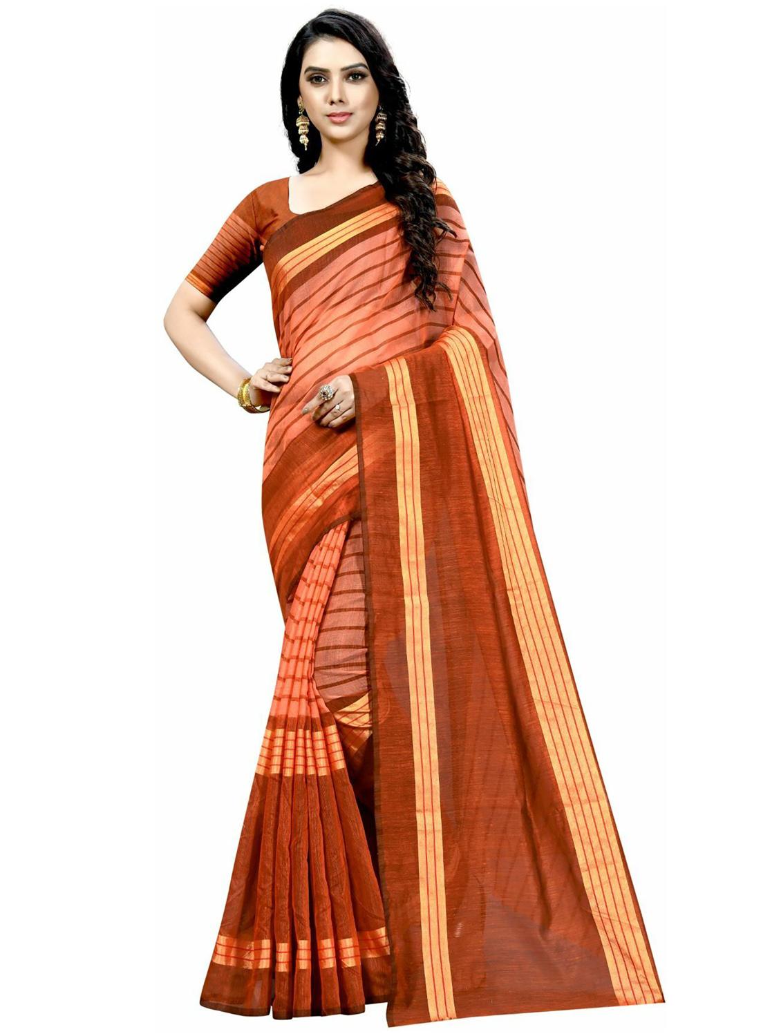 pack of 2 printed casual wear saree with blouse - 21395836 - Standard Image - 2