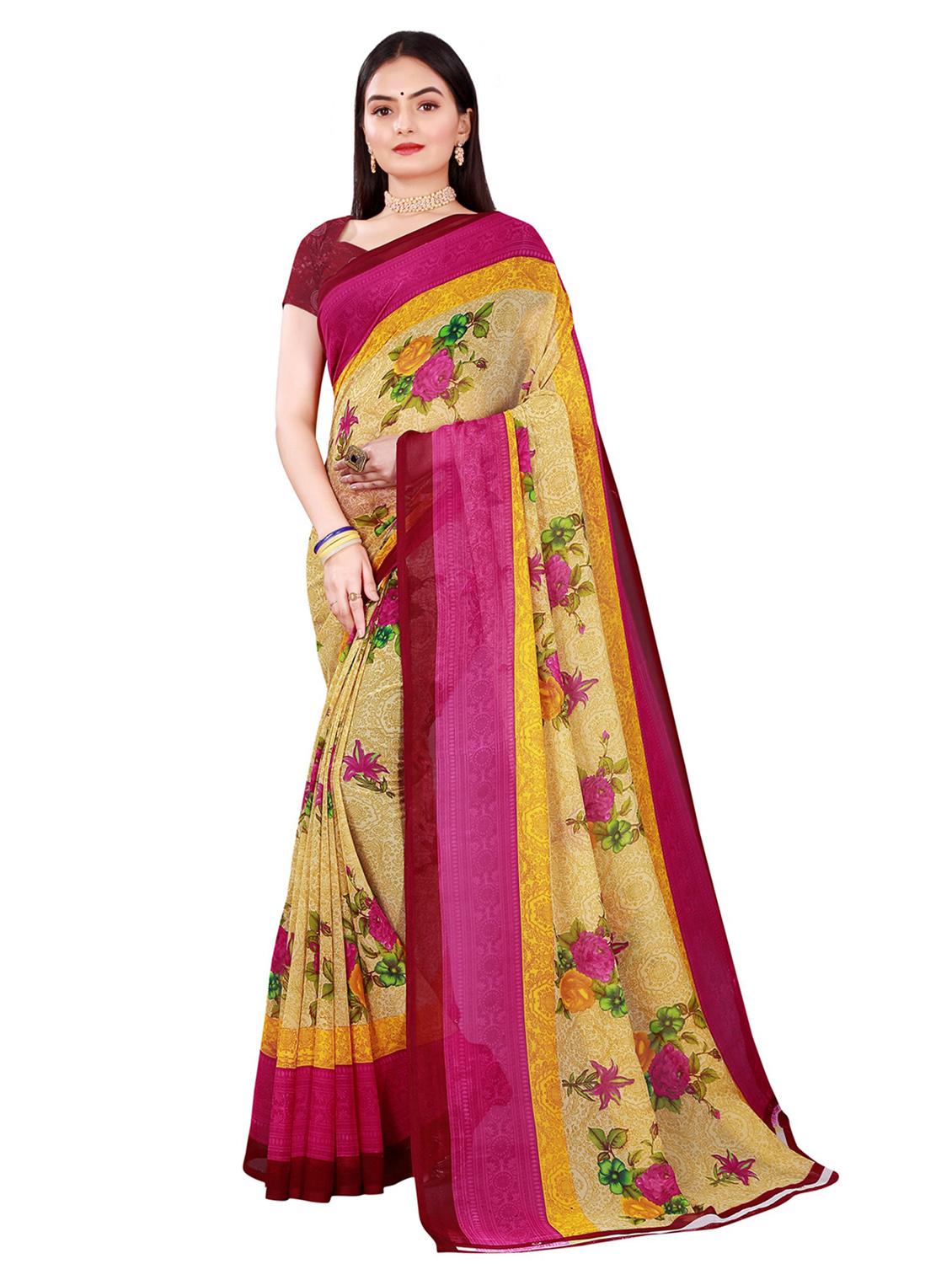 pack of 2 printed casual wear saree with blouse - 21395868 - Standard Image - 2