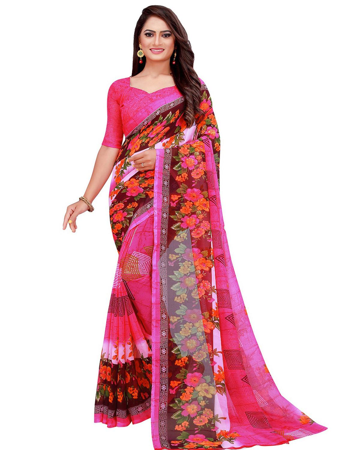 pack of 2 printed casual wear sarees with blouse - 21395876 - Standard Image - 2