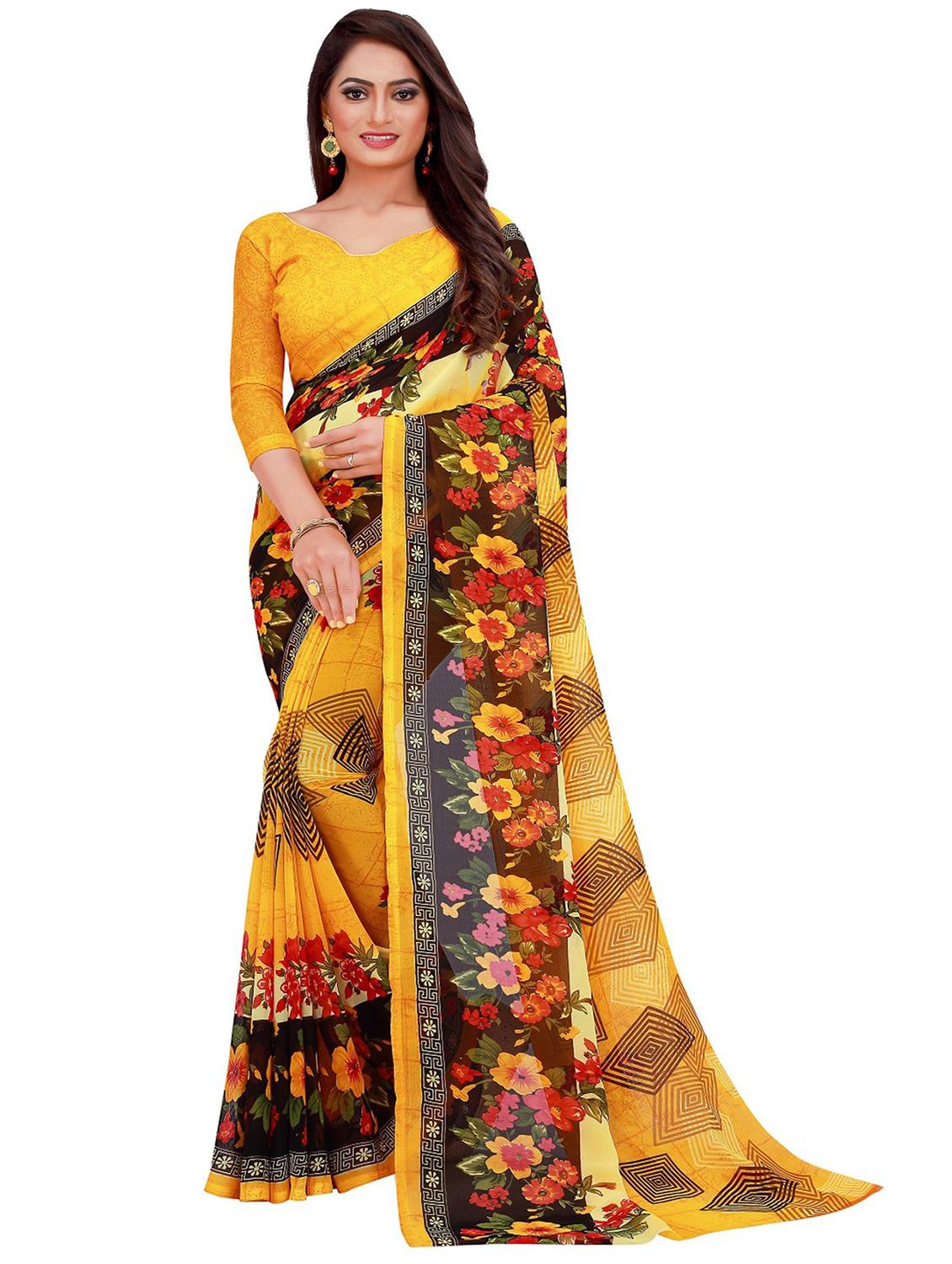 pack of 2 printed casual wear saree with blouse - 21395891 - Standard Image - 2