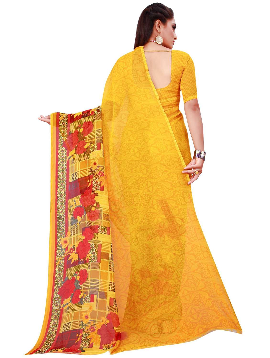 pack of 2 printed casual wear sarees with blouse - 21395892 -  Standard Image - 2