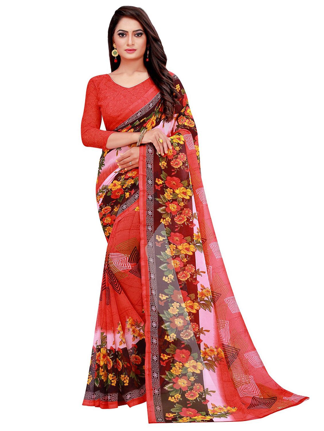 pack of 2 printed casual wear sarees with blouse - 21395896 - Standard Image - 2