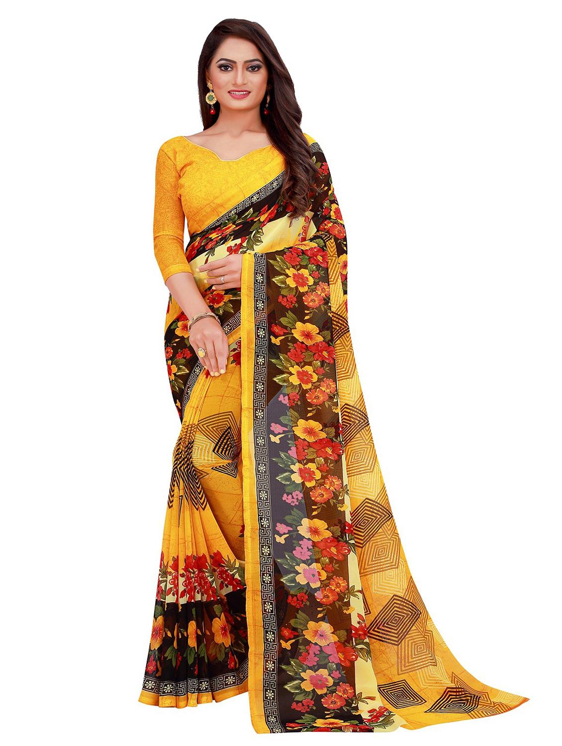 pack of 2 printed casual wear sarees with blouse - 21395901 - Standard Image - 2