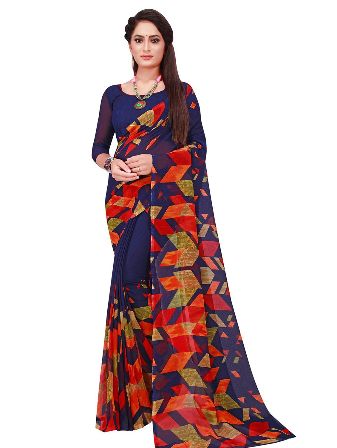 pack of 2 printed casual wear sarees with blouse - 21395904 - Standard Image - 2