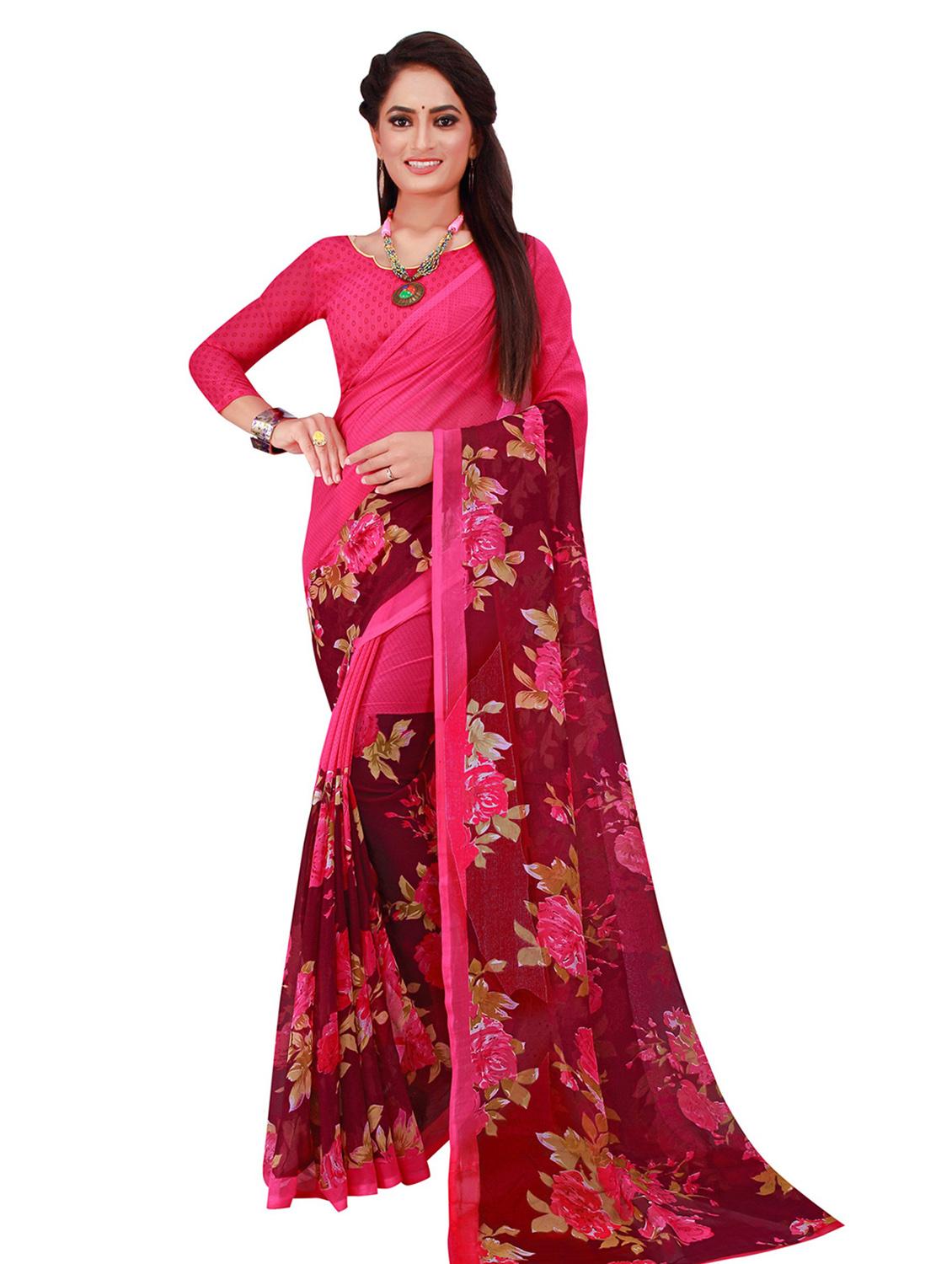 pack of 2 printed casual wear sarees with blouse - 21395911 - Standard Image - 2