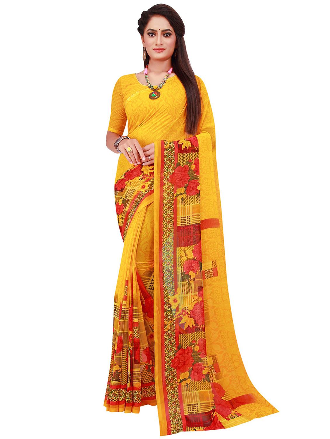 pack of 2 printed casual wear sarees with blouse - 21395952 - Standard Image - 2