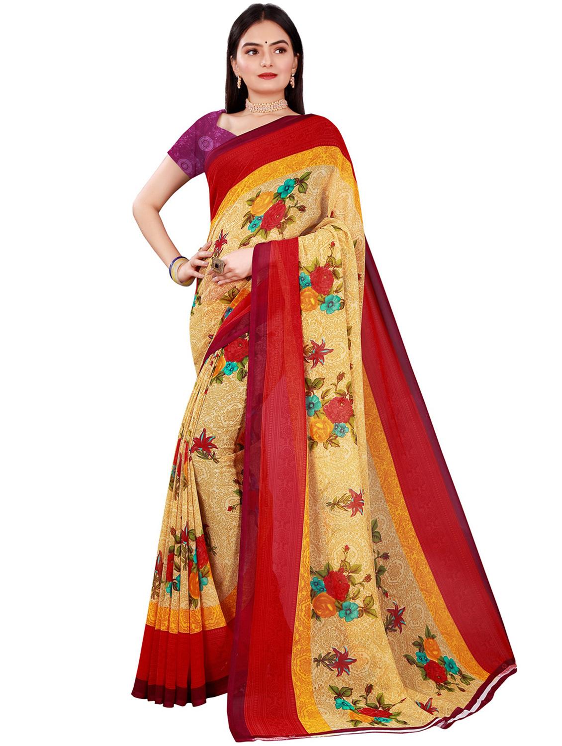 pack of 2 printed casual wear saree with blouse - 21395995 - Standard Image - 2