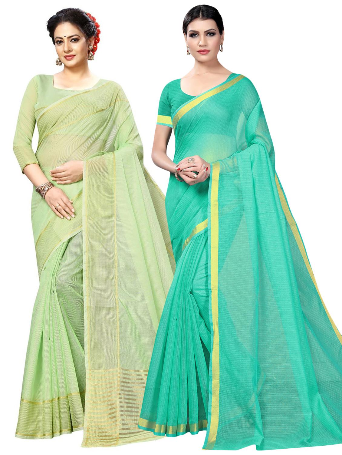 pack of 2 printed casual wear saree with blouse - 21396018 -  Zoom Image - 0