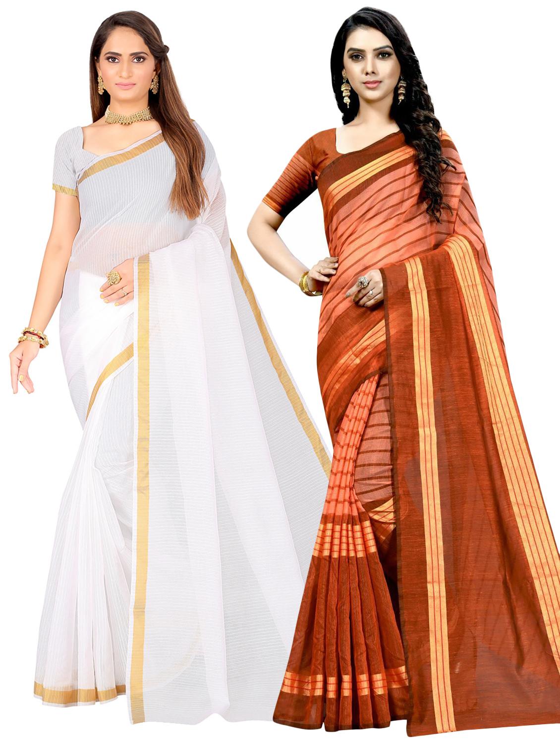 pack of 2 casual wear saree with blouse - 21396024 -  Zoom Image - 0