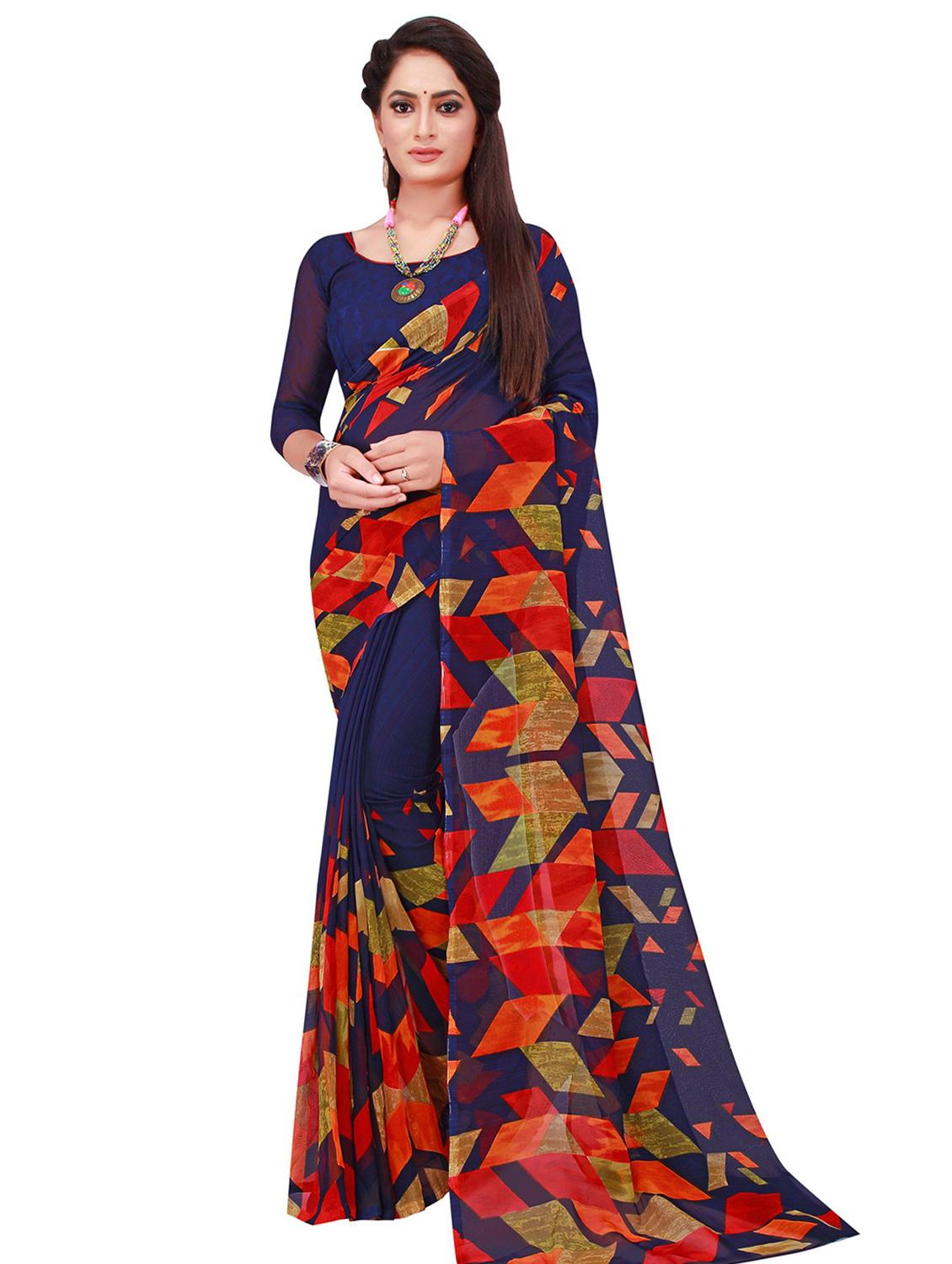 pack of 2 printed casual wear sarees with blouse - 21396059 - Standard Image - 2