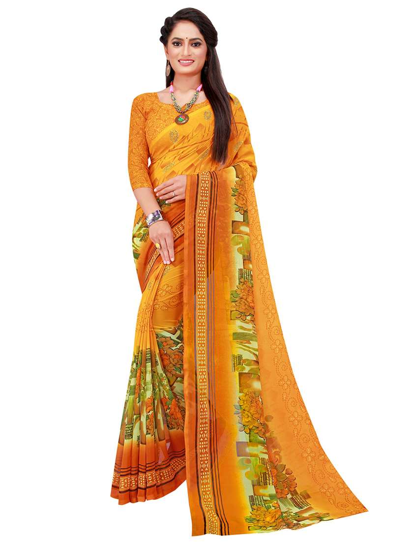 pack of 2 printed casual wear sarees with blouse - 21396417 -  Standard Image - 2