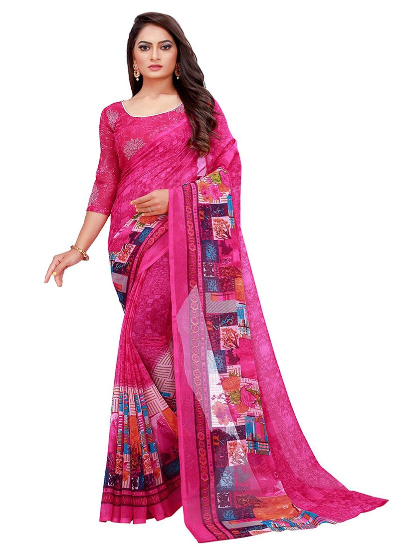 pack of 2 printed saree with blouse - 21396924 - Standard Image - 2