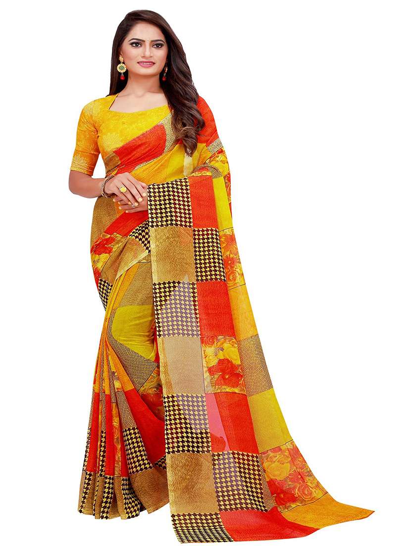 pack of 2 printed saree with blouse - 21397021 - Standard Image - 2
