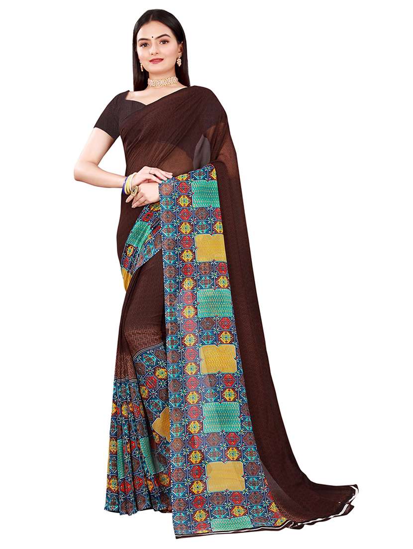 pack of 2 printed saree with blouse - 21397180 - Standard Image - 2