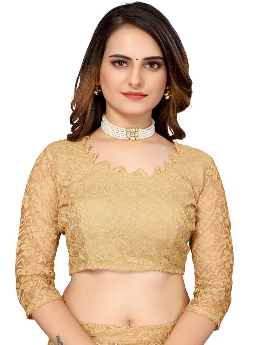 women beige embellished net saree with blouse - 21397299 -  Standard Image - 2