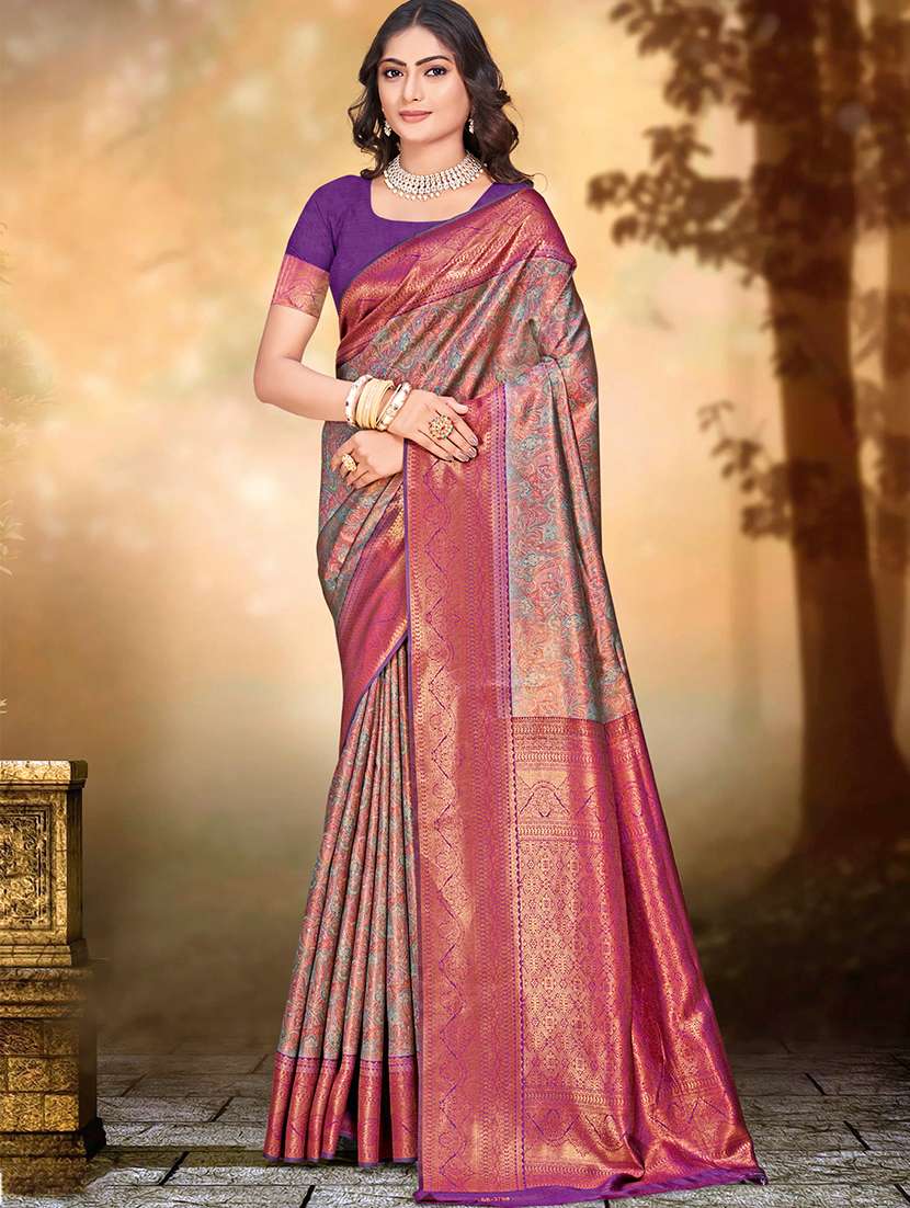 women self design banarasi saree with blouse