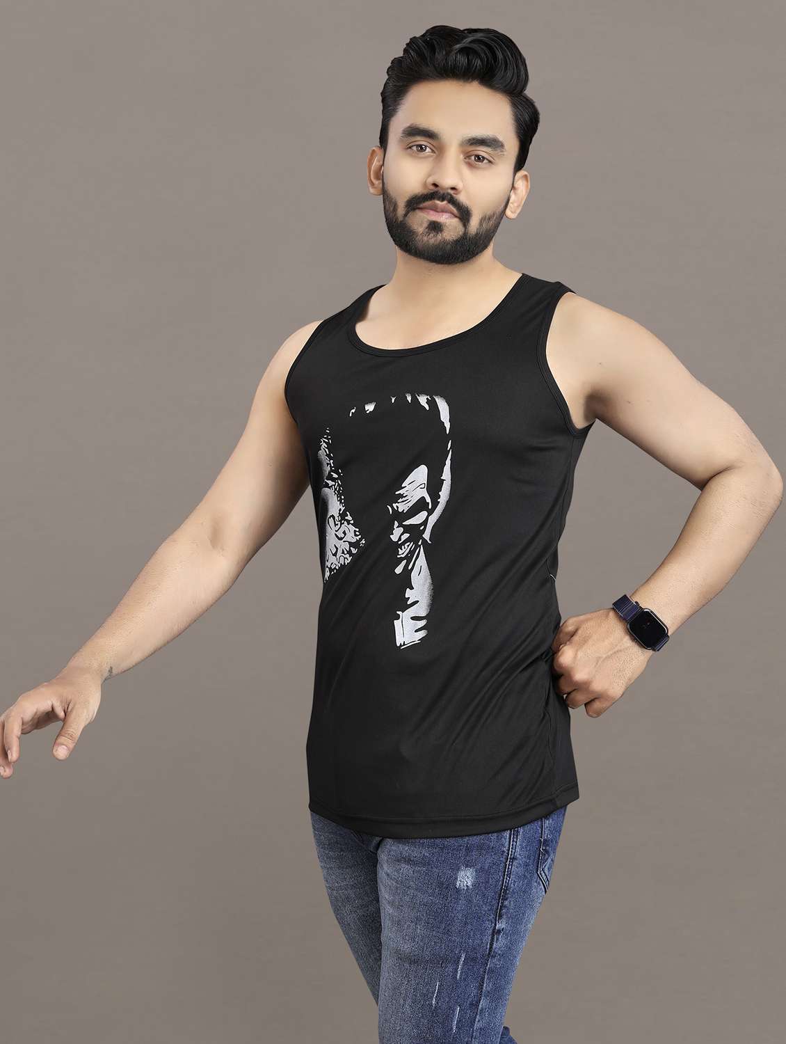 men's typography printed vest - 21397463 -  Standard Image - 2