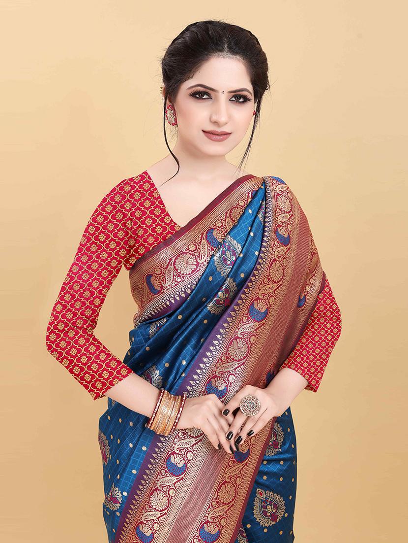 women blue banarasi saree - 21397514 - Standard Image - 2